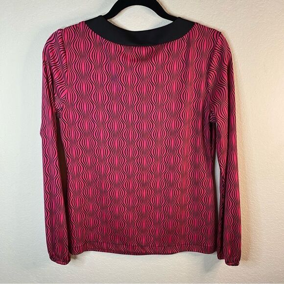 Worthington Stretch Pink & Black Raindrop Keyhole Top Sz S - Picture 3 of 4